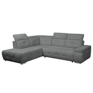 Ecksofa Gimli Webstoff Grau - Longchair davorstehend links - Keine Funktion