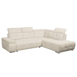 Ecksofa Gimli Webstoff Beige - Longchair davorstehend rechts - Schlaffunktion