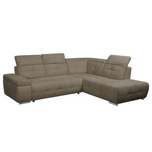 Ecksofa Gimli Webstoff Webstoff - Braun - Longchair davorstehend rechts - Schlaffunktion