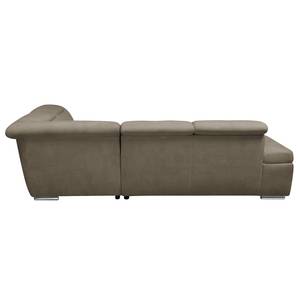 Ecksofa Gimli Webstoff Webstoff - Braun - Longchair davorstehend rechts - Schlaffunktion