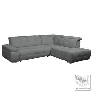 Ecksofa Gimli Webstoff Webstoff - Grau - Longchair davorstehend rechts - Schlaffunktion