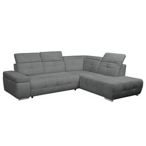 Ecksofa Gimli Webstoff Grau - Longchair davorstehend rechts - Schlaffunktion