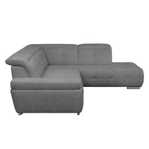 Ecksofa Gimli Webstoff Grau - Longchair davorstehend rechts - Schlaffunktion