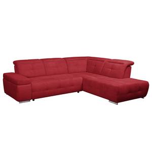 Ecksofa Gimli Webstoff Rot - Longchair davorstehend rechts - Schlaffunktion