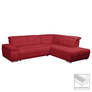 Ecksofa Gimli Webstoff Rot - Longchair davorstehend rechts - Schlaffunktion