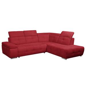 Ecksofa Gimli Webstoff Rot - Longchair davorstehend rechts - Schlaffunktion