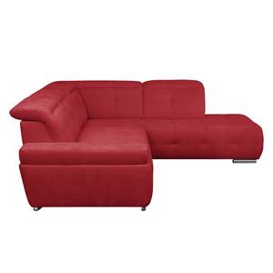Canapé d'angle Gimli Tissu - Rouge - Méridienne courte à droite (vue de face) - Fonction couchage
