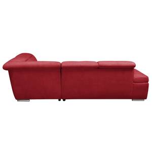 Canapé d'angle Gimli Tissu - Rouge - Méridienne courte à droite (vue de face) - Fonction couchage