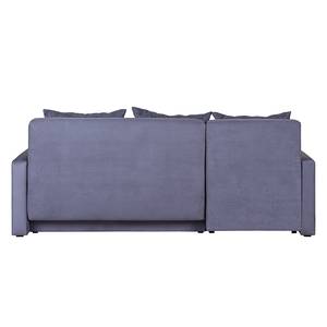 Divano ad angolo Giove con funzione letto - Similpelle in grigio/Stoffa strutturata nero/Grigio Longchair preimpostata a sinistra -