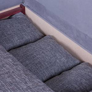 Ecksofa Giove (mit Schlaffunktion) Microfaser Grau/Strukturstoff Schwarz/Grau - Longchair davorstehend rechts