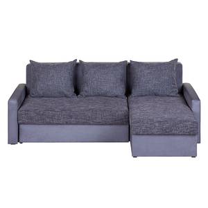 Ecksofa Giove (mit Schlaffunktion) Microfaser Grau/Strukturstoff Schwarz/Grau - Longchair davorstehend rechts