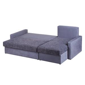 Ecksofa Giove (mit Schlaffunktion) Microfaser Grau/Strukturstoff Schwarz/Grau - Longchair davorstehend rechts