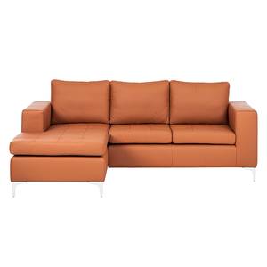 Ecksofa Giulia Echtleder Echtleder - Cognac - Longchair davorstehend links