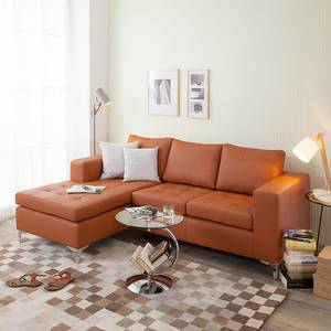 Ecksofa Giulia Echtleder Cognac - Longchair davorstehend links