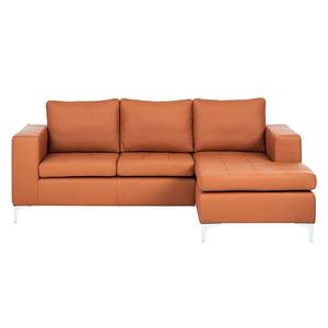 Ecksofa Giulia Echtleder Cognac - Longchair davorstehend rechts