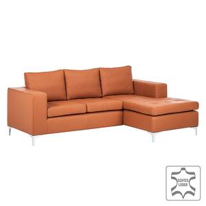 Ecksofa Giulia Echtleder Echtleder - Cognac - Longchair davorstehend rechts