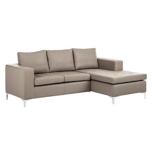 Ecksofa Giulia Echtleder Taupe - Longchair davorstehend rechts