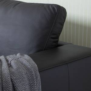 Ecksofa Giulia Echtleder Echtleder - Schwarz - Longchair davorstehend links