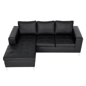 Ecksofa Giulia Echtleder Schwarz - Longchair davorstehend links