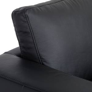 Canapé d'angle Giulia Cuir véritable - Noir - Méridienne courte à droite (vue de face)