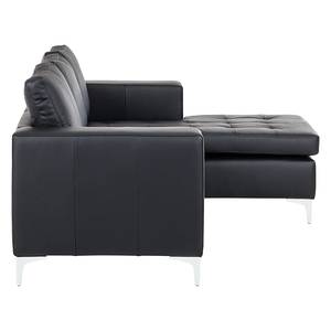 Ecksofa Giulia Echtleder Schwarz - Longchair davorstehend rechts