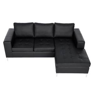 Ecksofa Giulia Echtleder Schwarz - Longchair davorstehend rechts