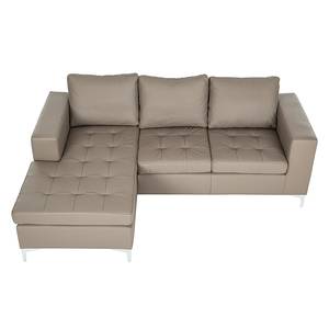 Ecksofa Giulia Echtleder Echtleder - Taupe - Longchair davorstehend links