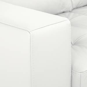 Canapé d'angle Giulia Cuir véritable - Blanc - Méridienne courte à droite (vue de face)