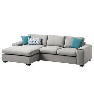 Ecksofa Glasco Webstoff Webstoff Osta: Graubraun - Longchair davorstehend links