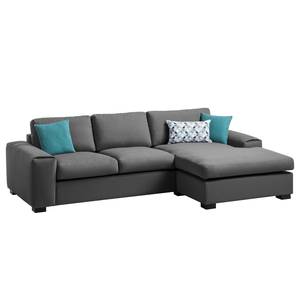 Ecksofa Glasco Webstoff Webstoff Osta: Anthrazit - Longchair davorstehend rechts