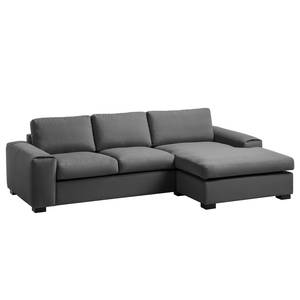 Ecksofa Glasco Webstoff Webstoff Osta: Anthrazit - Longchair davorstehend rechts