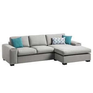 Ecksofa Glasco Webstoff Webstoff Osta: Graubraun - Longchair davorstehend rechts