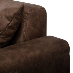 Canapé d'angle Glendive Aspect cuir vieilli - Marron - Méridienne courte à droite (vue de face)