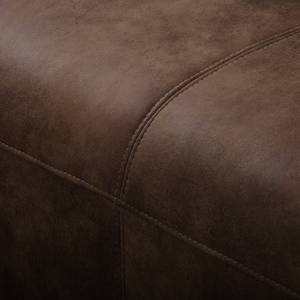 Canapé d'angle Glendive Aspect cuir vieilli - Marron - Méridienne courte à droite (vue de face)