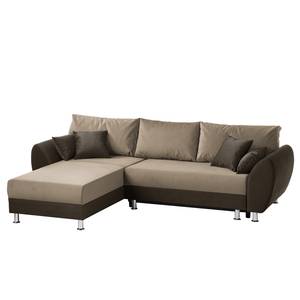 Ecksofa Glenrock (mit Schlaffunktion) beidseitig montierbar - Microfaser - Espresso / Warmes Beige