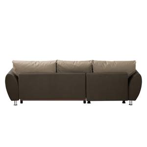 Hoekbank Glenrock (met slaapfunctie) microvezel - longchair aan beide zijden monteerbaar - Espressokleurig/warm beige