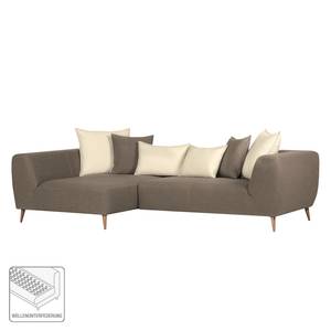 Ecksofa Goodluck Webstoff Taupe Longchair davorstehend links