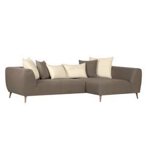 Ecksofa Goodluck Webstoff Taupe Longchair davorstehend rechts