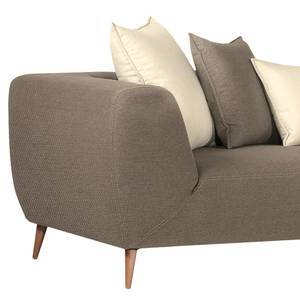 Ecksofa Goodluck Webstoff Taupe Longchair davorstehend rechts