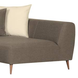 Ecksofa Goodluck Webstoff Taupe Longchair davorstehend rechts