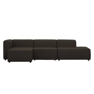 Ecksofa Graham Webstoff Stoff Mera: Braun-Grau - Longchair davorstehend links