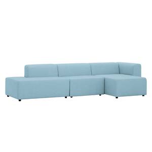 Ecksofa Graham Webstoff Stoff Mera: Hellblau - Longchair davorstehend rechts