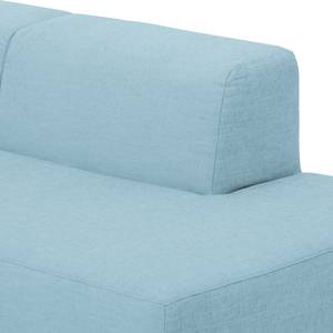Canapé d'angle Graham Tissu - Tissu Mera : Bleu clair - Méridienne courte à gauche (vue de face)