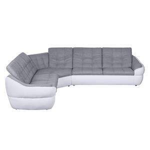Canapé d'angle Gramat I Cuir synthétique / Tissu - Blanc / Gris