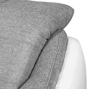 Canapé d'angle Gramat Imitation cuir / Tissu structuré - Blanc / Gris foncé - Méridienne courte à gauche (vue de face)