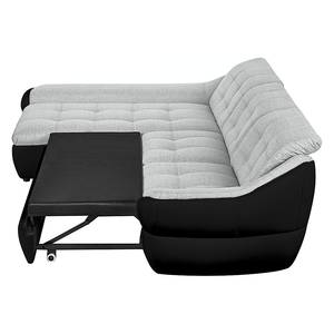 Ecksofa Gramat (mit Schlaffunktion) Kunstleder / Strukturstoff - Schwarz / Grau - Longchair davorstehend links