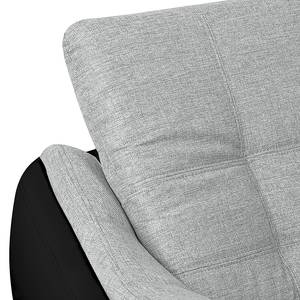 Canapé d'angle Gramat Imitation cuir / Tissu structuré - Noir / Gris - Méridienne courte à gauche (vue de face)