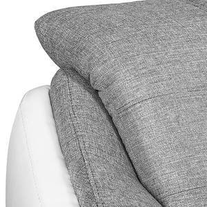 Canapé d'angle Gramat Imitation cuir / Tissu structuré - Blanc / Gris foncé - Méridienne courte à droite (vue de face)