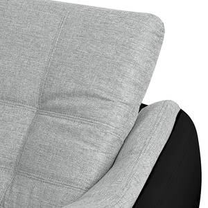 Canapé d'angle Gramat Imitation cuir / Tissu structuré - Noir / Gris - Méridienne courte à droite (vue de face)
