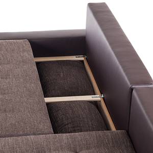 Ecksofa Grand Bahama mit Schlaffunktion / beidseitig montierbar Kunstleder / Strukturstoff - Braun